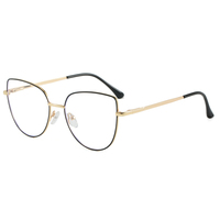 Lunettes de vue anti-lumière bleue BK T8038 Cat Eye pour femmes, monture en métal, protection UV400, lunettes optiques, or noir, tendance