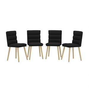 Set di 4 sedie da pranzo imbottite nere con gambe in legno, design moderno per l'arredamento della casa - Product Image 1