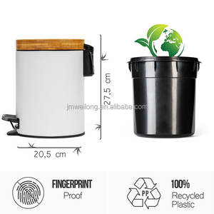 Home 12L Pedal Bin With Bamboo Lid &amp; Pedal Metal <strong>Trash</strong> <strong>Can</strong> Garbage Bin Kitchen Toilet Washing Room - Product Image 2