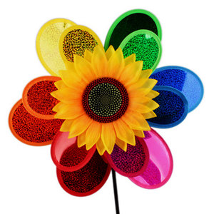 Colorful Plastic Windmill Toy With Sequined Petals For Children And Teens Outdoor Play Rotation Feature Yiwu Origin - Product Image 1