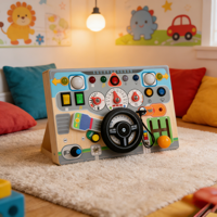 Tableau d'activités en bois coloré pour voiture, jouet sensoriel, simulation de conduite avec effets lumineux et sonores, jouet éducatif précoce pour tout-petits
