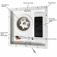 Chauffage PTC 3-en-1 pour salle de bain, monté au plafond, efficace, 2200W, chauffage rapide, ventilateur d'extraction, panneau LED, ventilation 280m³/h, certifié SAA