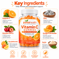 Gummies de vitamine C naturelle en marque blanche avec options personnalisables pour la protection antioxydante des adultes