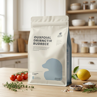 Sachet Doypack PE anti-bruit et anti-roulement, refermable avec fermeture éclair, avec fenêtre transparente, pour aliments pour animaux de compagnie et friandises d'entraînement pour chiens et chats