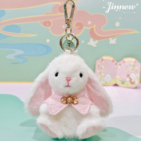 Produsen Boneka Plushie, Mainan Laris Manis Custom, Boneka Kelinci Plushie 3D Lembut dengan Gantungan Kunci dan Klip Logam