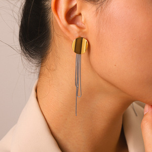 Boucles d'oreilles tendance pour femmes en acier inoxydable plaqué or 18 carats, anti-ternissement, pour usage quotidien - Product Image 2