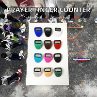 Tasbih numérique à piles LED multicolores en plastique de haute qualité, compteur de doigts, anneau de main
