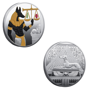 Moneda conmemorativa de faraones egipcios antiguos artesanía de Metal chapado en oro y plata con cabeza de <span class=keywords><strong>perro</strong></span> muerte Anubis escamas diseño de sabueso - Product Image 4