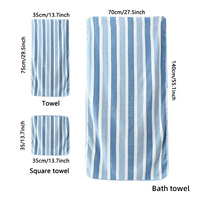 Ensemble de serviettes de bain en velours corail de haute qualité - Douces, absorbantes, épaisses, à rayures, tissées, grande taille, pour adultes, fabriquées en Chine