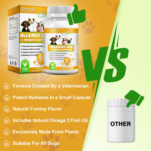 Vente en gros Supplément d'aide anti-démangeaisons pour animaux de compagnie 180 comprimés pilules de soulagement des allergies pour la peau et le pelage des chiens soutien immunitaire - Product Image 4