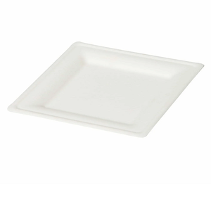 Premium Quality White Bagasse 10inch Square 3CP Plate Biodegradable <b>Tableware</b> for Restaurants Food Delivery and Outdoor Events - Product Image 1
