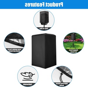 Housse de protection pour haut-parleur extérieur, 33x38x56cm, tissu Oxford noir, anti-poussière, étanche, protection UV, coupe-vent - Product Image 2
