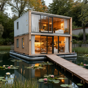 Индивидуальный 20-футовый/40-футовый/50-футовый двухэтажный стальной контейнерный дом класса люкс, быстровозводимый офис, современный дизайн, с ванной комнатой - Product Image 1