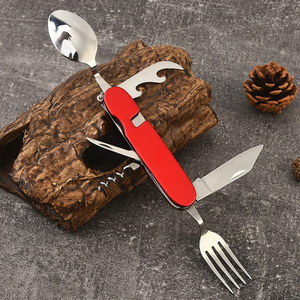 มีดพับอเนกประสงค์สำหรับตั้งแคมป์กลางแจ้ง ถอดประกอบได้ ทำจากสแตนเลส พกพาสะดวก พร้อมส้อม ช้อน ชุดอุปกรณ์รับประทานอาหาร 6 ชิ้น - Product Image 4