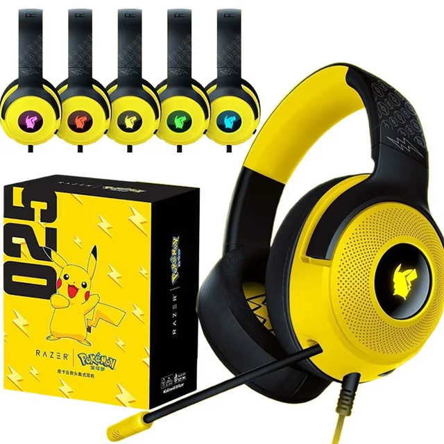Razer Kraken V3 X Pikachu Wired RGB Gaming Headphones with Dynamic Vocalism Principle Headworn Gaming Audio Device