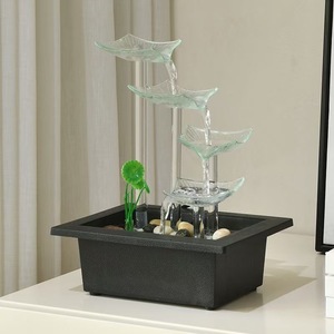 Fontaine d'eau décorative Feng Shui avec roue d'eau lumineuse, idéale pour le bureau, les cadeaux d'affaires et les cadeaux de déménagement/inauguration de maison. - Product Image 4