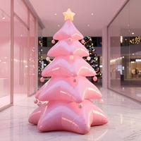 Sapin de Noël gonflable rose rêveur multicouche avec décorations de perles pour décoration intérieure et extérieure, accessoire de présentation