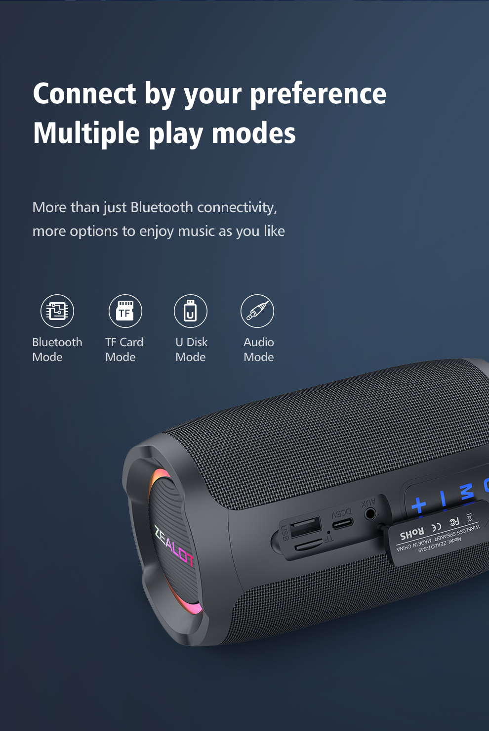 格安工場価格 ポータブル Zealot S49 ブームボックス Bluetooth 卸売