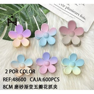 Fermaglio per capelli a forma di fiore a cinque petali con gradiente satinato da 8 cm per donne e ragazze - Product Image 1