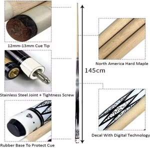 Vendita calda professionale 13mm 1/2 in acero stecca in acciaio inox con interfaccia stretta e stabile manicotto di testa in ebano per biliardo - Product Image 6