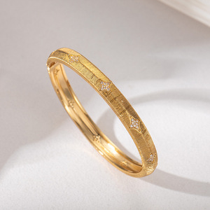 Four Pointed Star Brushed Snowflake Bangle Gold And Silver <b>Copper</b> Jewelry Wedding Fashion <b>Bracelet</b> - Product Image 3