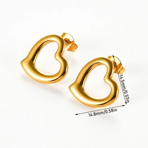 1 Par de Pendientes Minimalistas con Forma de Corazón, Acero Inoxidable, para Mujer, Pequeños, para Fiestas, Uso Diario - Product Image 2