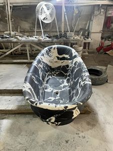 Baignoire ronde en marbre noir Calacatta Violet, polie, en pierre naturelle, baignoire en marbre - Product Image 4