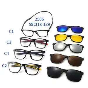 5 en 1 lunettes pince magnétique sur la conception lunettes de soleil 2023 plus récent TR90 luxe Logo personnalisé femmes hommes lunettes de soleil 2024