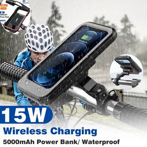 Supporto Impermeabile per <span class=keywords><strong>Telefono</strong></span> da Bici con Power Bank da 5000mAh, Caricatore Wireless da 15W, <span class=keywords><strong>Custodia</strong></span> per <span class=keywords><strong>Telefono</strong></span> da Manubrio <span class=keywords><strong>Moto</strong></span> - Product Image 5