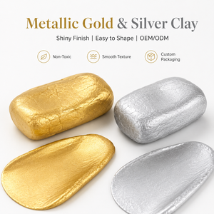 Argilla Metallica Oro e Argento ad Asciugatura all'Aria, Non Tossica, Facile da Modellare, Texture Liscia, Argilla Argento Personalizzabile OEM ODM per Creazione di Gioielli - Product Image 1