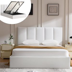 <span class=keywords><strong>Letto</strong></span> Contenitore Regolabile Italiano con <span class=keywords><strong>Testiera</strong></span> a Canali Verticali, Sollevamento Idraulico a Gas e Doghe in Legno - Product Image 1