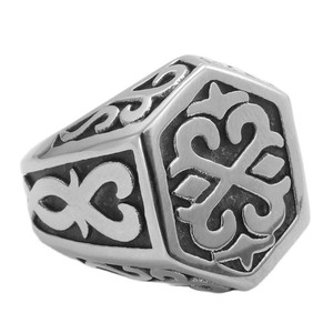 yunnique <b>Titanium</b> Steel Hexagonal <b>Ring</b> Retro Men's Punk Stainless Steel Geometric Jewelry Gift - Product Image 4