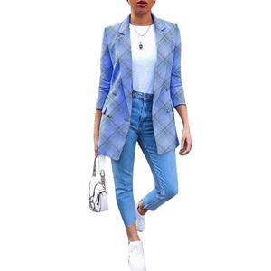 Cárdigan de moda con cuello y dos filas de botones, traje de mujer de longitud media con estilo y temperamento. - Product Image 5