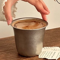 Ensemble de tasses à café en verre à café en acier inoxydable givré vintage italien, gobelet en métal, verres à dégustation d'espresso