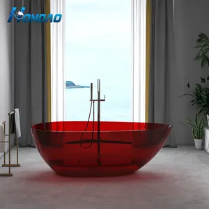 Colorful Hot Selling Natural Portable Bathroom Tubs Soaker Standing Transparent Resin Bathtub for Hotel