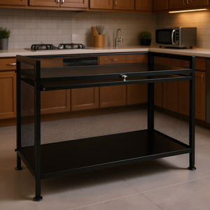 Estante de Cocina con 2 Niveles, Diseño Industrial Negro, Mueble de Almacenamiento Independiente para Microondas - Product Image 2