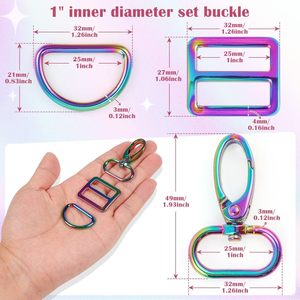 PECMER <b>Rainbow</b> Inch Swivel Hooks Buckles D-Rings Purse Strap Hardware Set for <b>Bags</b> - Product Image 2