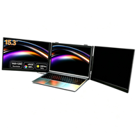 Moniteur portable IPS 15,3 pouces 1200P ultra-fin, tendance 2026, extension triple écran pour ordinateur portable, un seul câble pour deux écrans, pilote requis