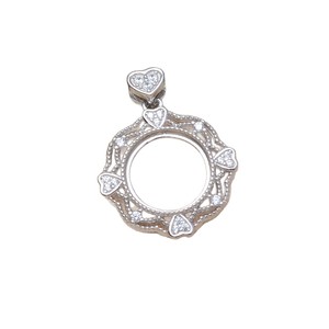 S925 <b>Silver</b> Vintage Marble <b>Set</b> Empty Pendant <b>Ring</b> Holder for 11.1-11.3mm Pearls DIY Jewelry Accessory 6103 - Product Image 5