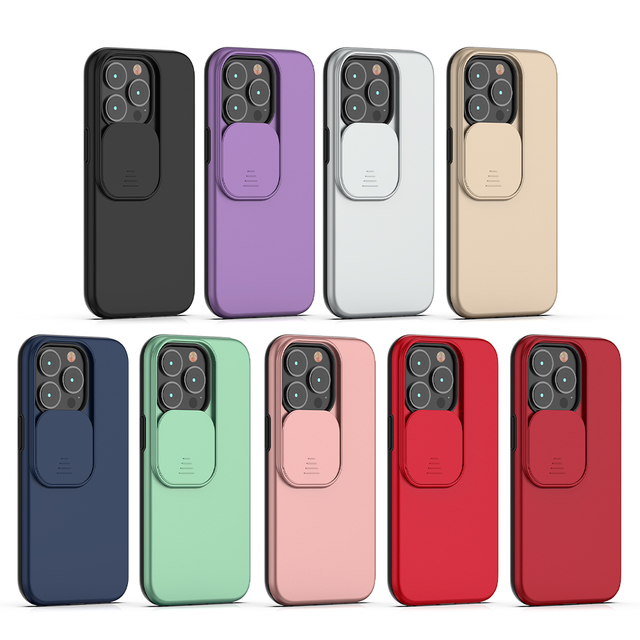 For iPhone 13 Pro Max Mini 12 11 XR XS Wholesale Slide Camera Lens Protection Mobile Phone Case TPU PC 2 in 1 Hard Back Cover