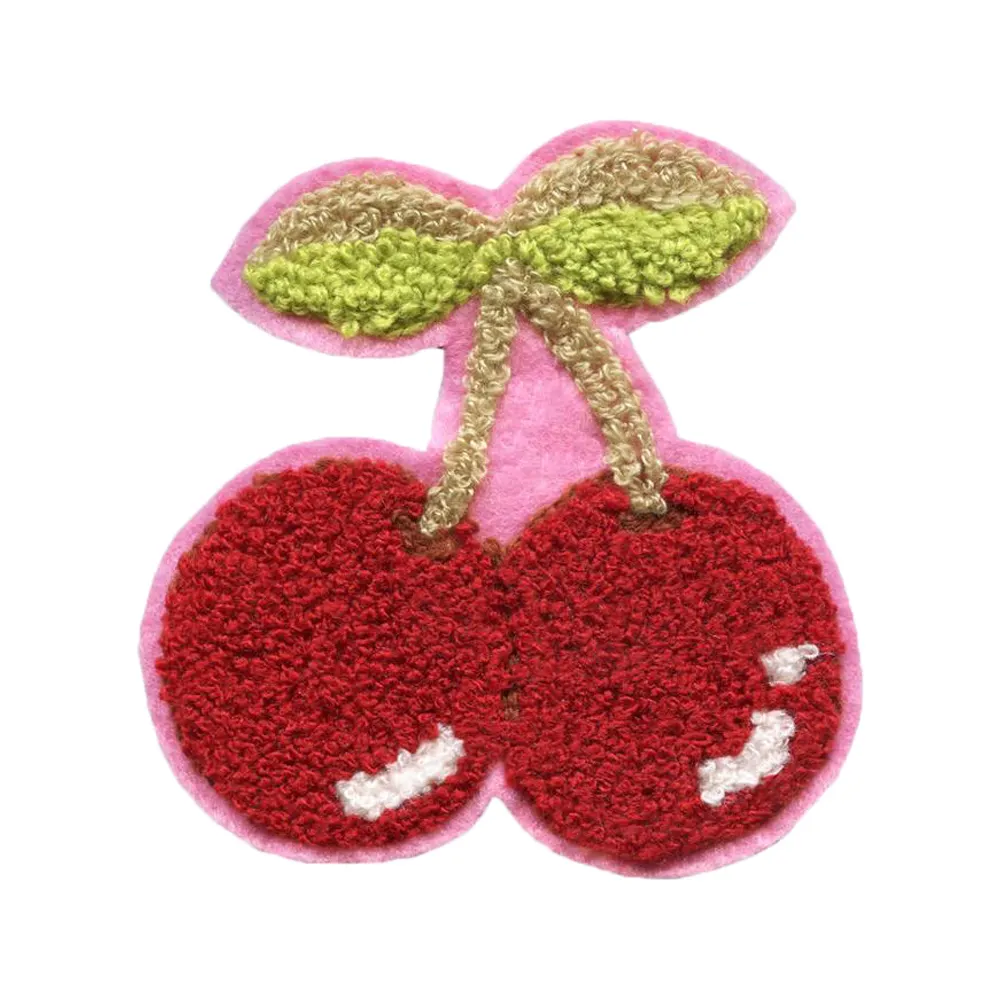 Factory Wholesale Fruit Cherry Strawberry Custom Towel Logo Chenille Patches