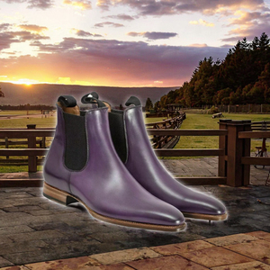 Botas <span class=keywords><strong>Chelsea</strong></span> A08 de cuero morado con punta pulida, estilo occidental, personalizadas, antideslizantes y suaves para la temporada de otoño - Product Image 4