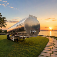 Semi-remorque citerne à carburant en alliage d'aluminium à 4 compartiments indépendants avec vannes de décharge individuelles, camion-citerne à huile à vendre