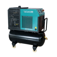Compresseur à vis portable à économie d'énergie, fréquence 4 kW 5,5 CV, faible bruit, faible vibration, réservoir de 100 L, moteur refroidi par air