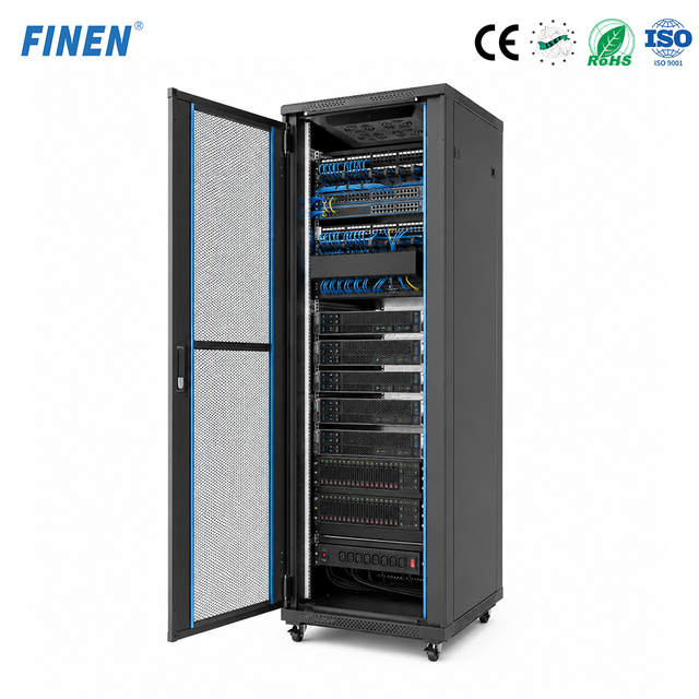 FINEN Floor Standing Equipment Rack Cabinet for Server Switch IT 22U 27U 32U 42U Removable Sides CE ISO RoHS