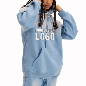 High Street Heavyweight Washed Distress Loose Men's <b>Hoodie</b> Autumn Winter Spray Dyed Gradient Color Oversized Hoodies <b>For</b> Men - Product Image 6