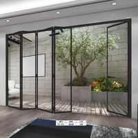 Ventana Plegable de Aluminio y Vidrio sin Esquinas, Ventana Plegable Tipo Acordeón para Jardín, Apertura de Pared Completa, para Villas de Lujo, Invernaderos, Fábricas