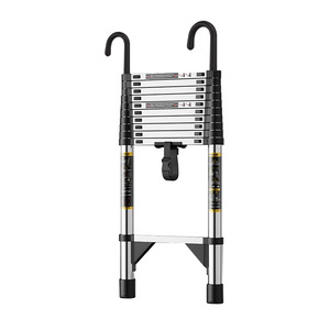 Échelle télescopique en acier inoxydable avec crochets, 10-12 marches, qualité professionnelle, pliable et rétractable - Product Image 2