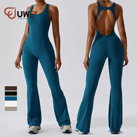 Mono Deportivo de Yoga con Espalda Descubierta y Alta Elasticidad, Pantalones Acampanados, Traje de Entrenamiento