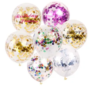 Китайский завод по производству воздушных шаров, 12 дюймов, металлические латексные воздушные шары конфетти с принтом для дня рождения, украшения для вечеринки